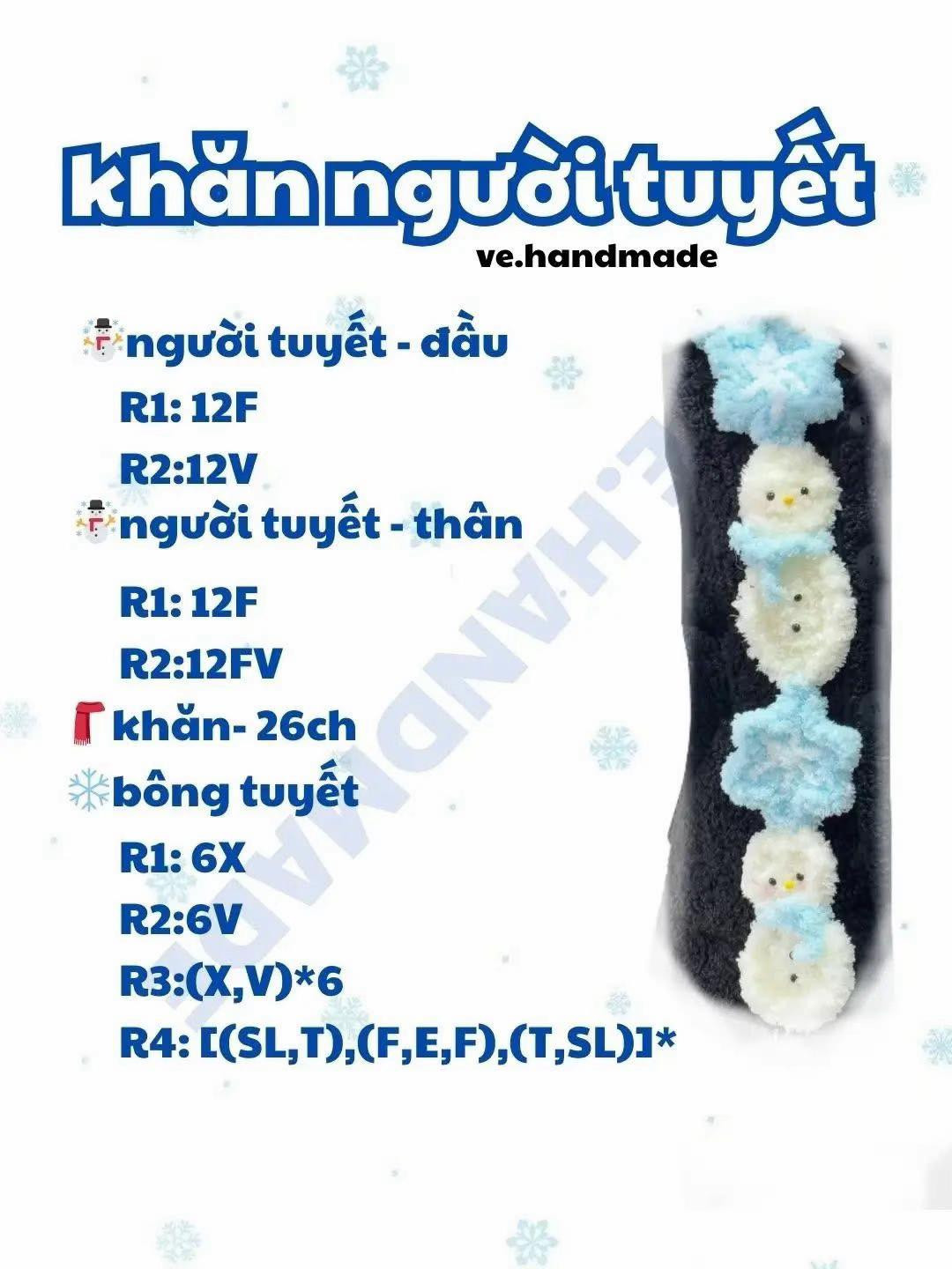 Hướng dẫn làm khăn người tuyết bằng len dễ thương và ấm áp