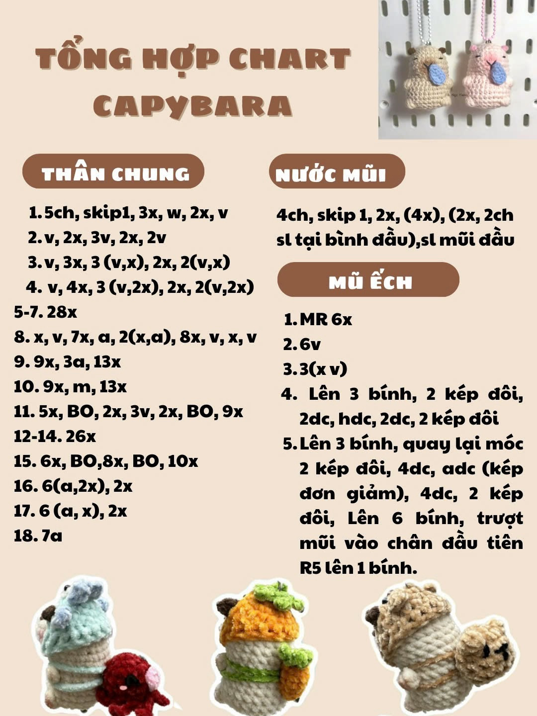 Hướng dẫn móc balo ếch dễ thương cho capybara bằng len