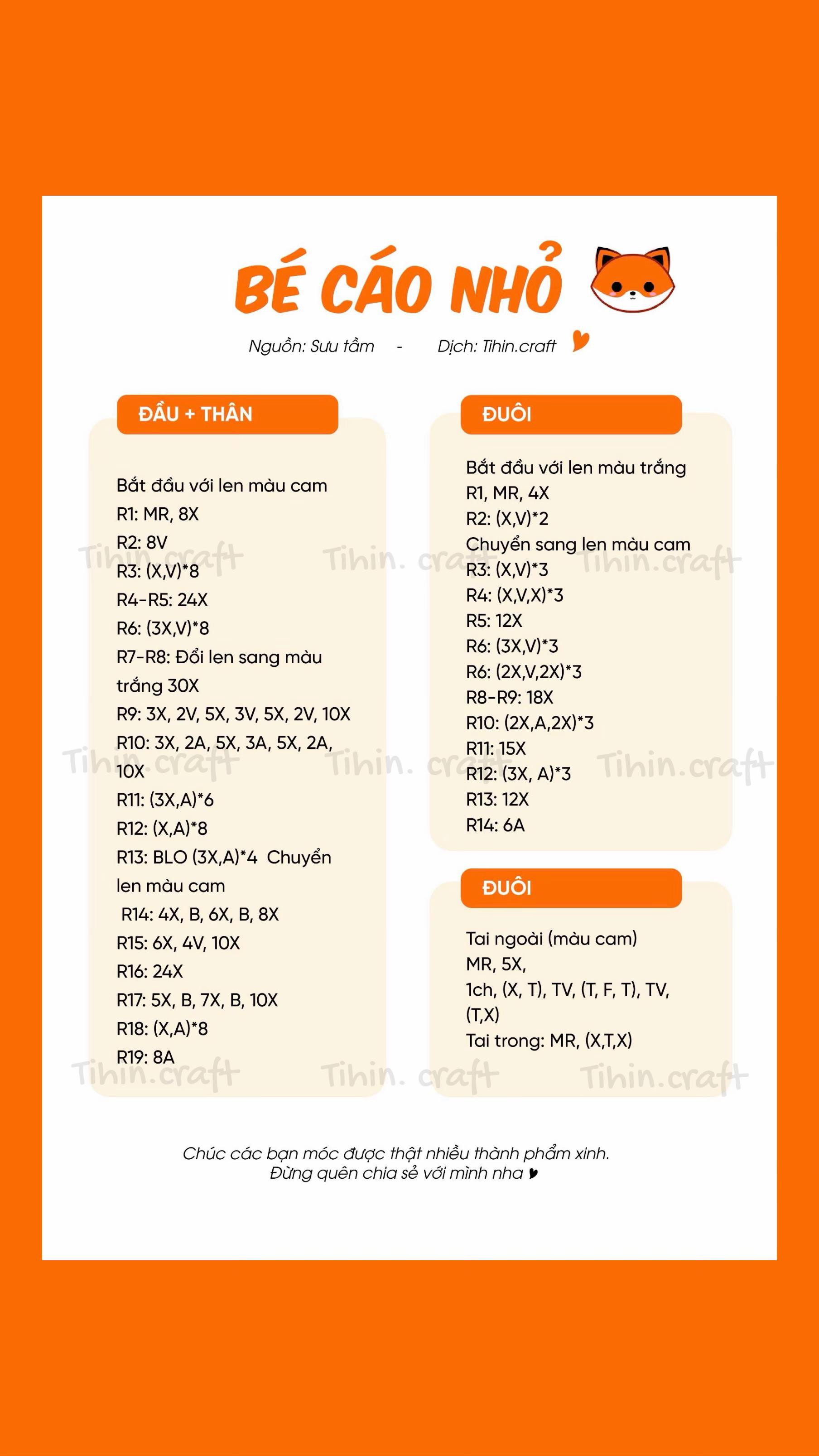 Hướng dẫn móc bé cáo dễ thương cho người mới bắt đầu
