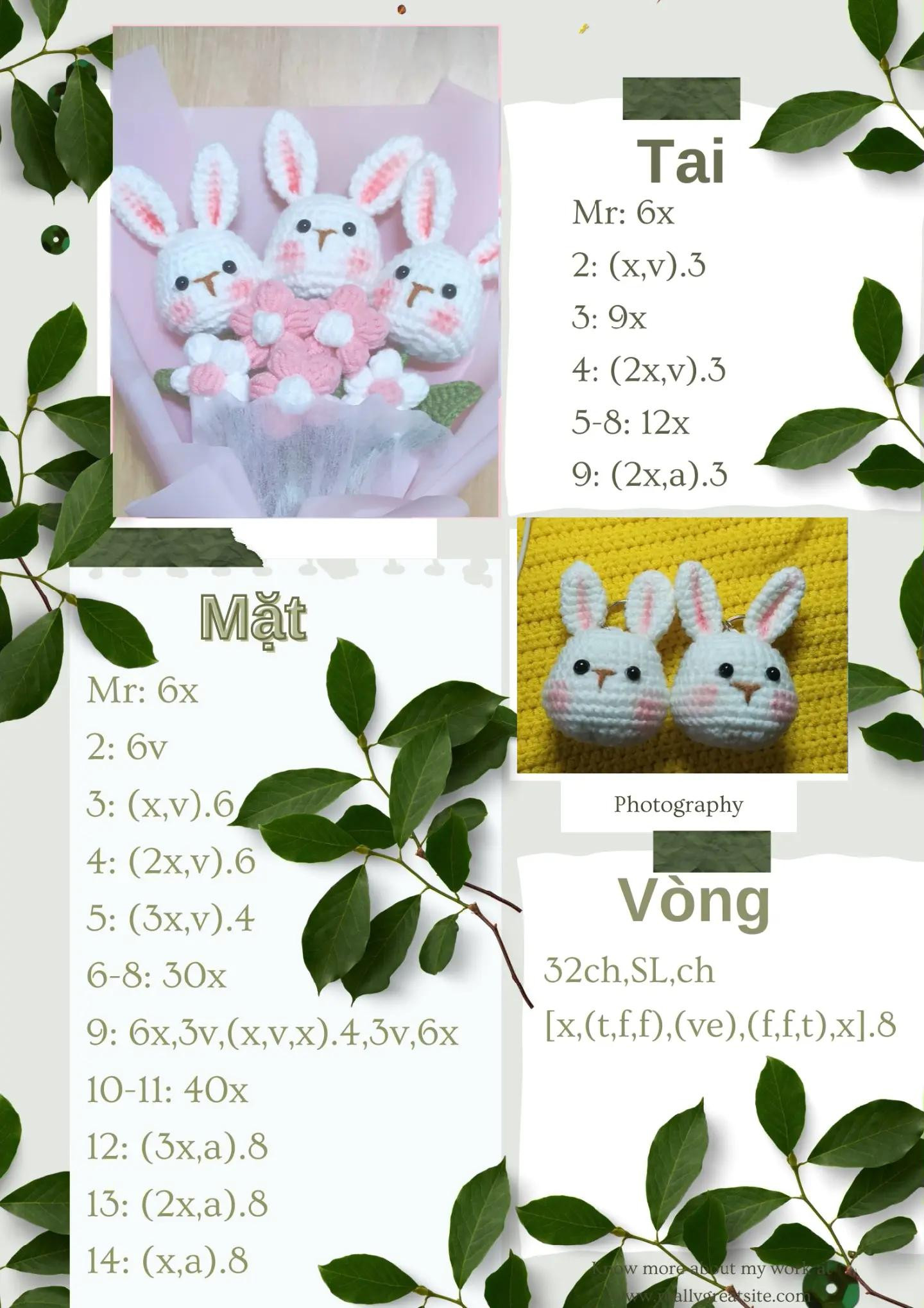 Hướng dẫn móc len amigurumi thỏ dễ thương cho người mới bắt đầu