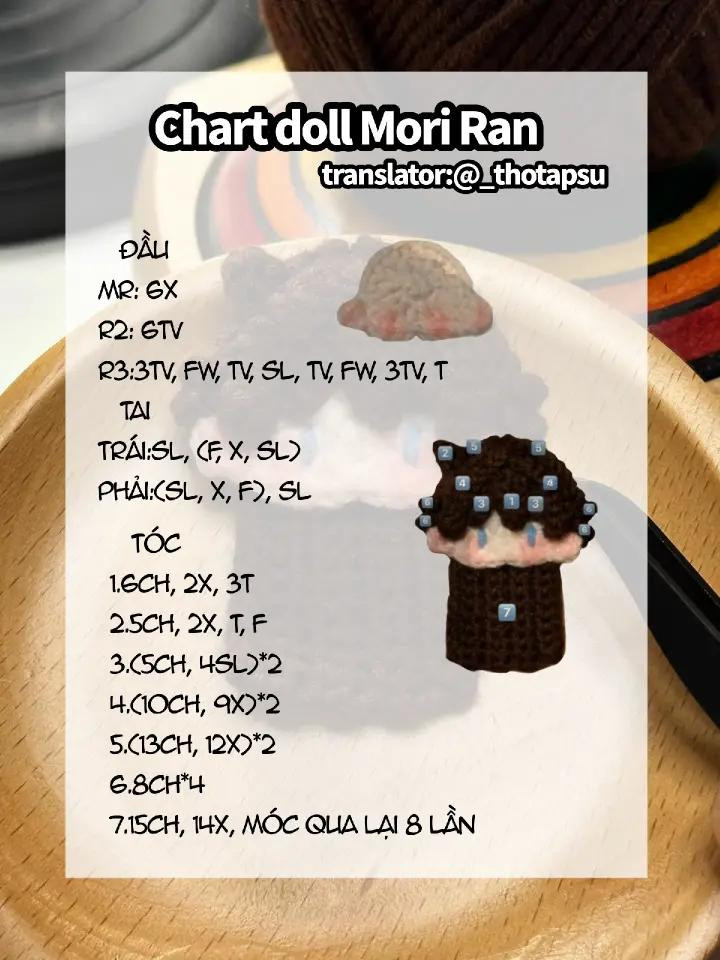 Hướng dẫn móc len búp bê Mori Ran chi tiết và dễ hiểu
