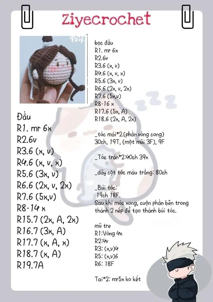 Hướng dẫn móc len búp bê tóc xinh với mũ đội đầu dễ thương