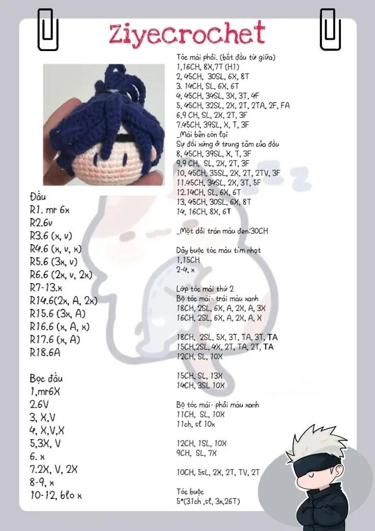 Hướng dẫn móc len búp bê tóc xinh với mũ đội đầu dễ thương