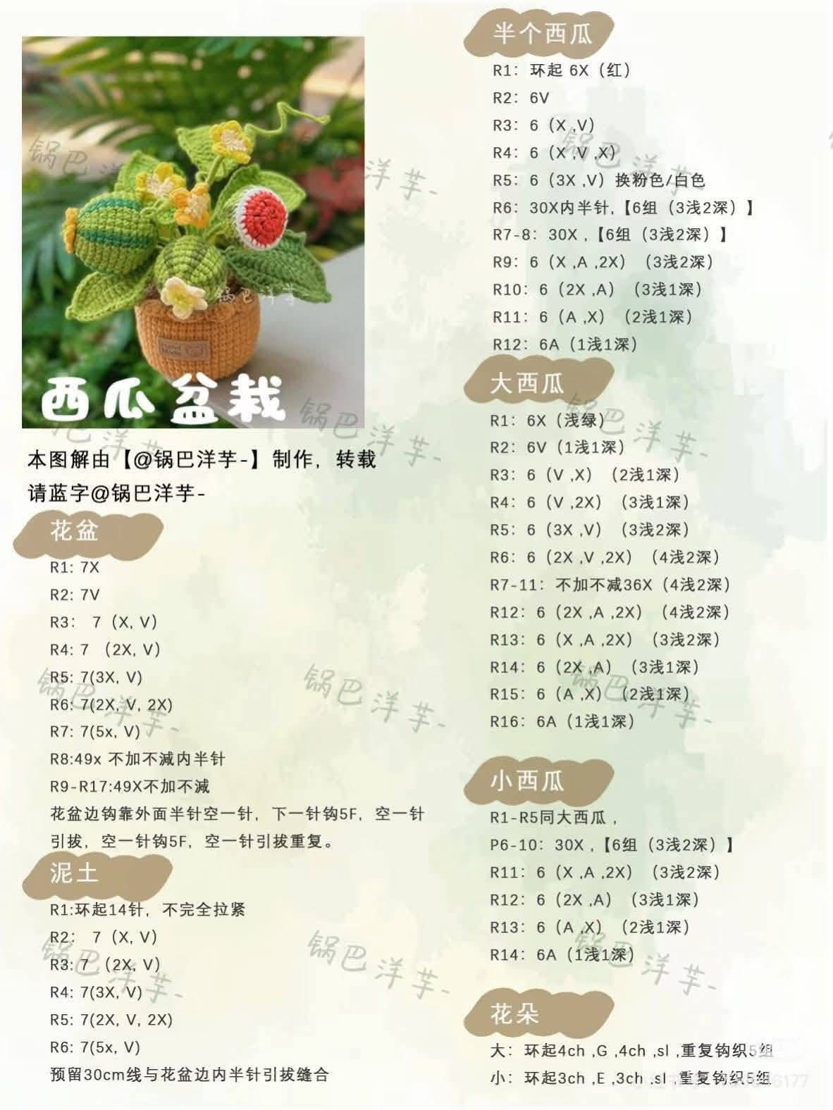 Hướng dẫn móc len chậu cây dưa hấu trang trí độc đáo và dễ thương