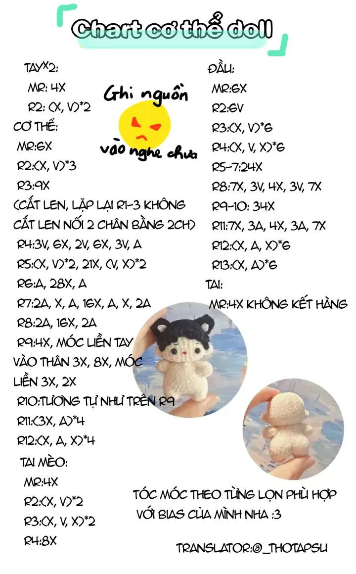 Hướng dẫn móc len cơ thể búp bê dễ thương và đơn giản