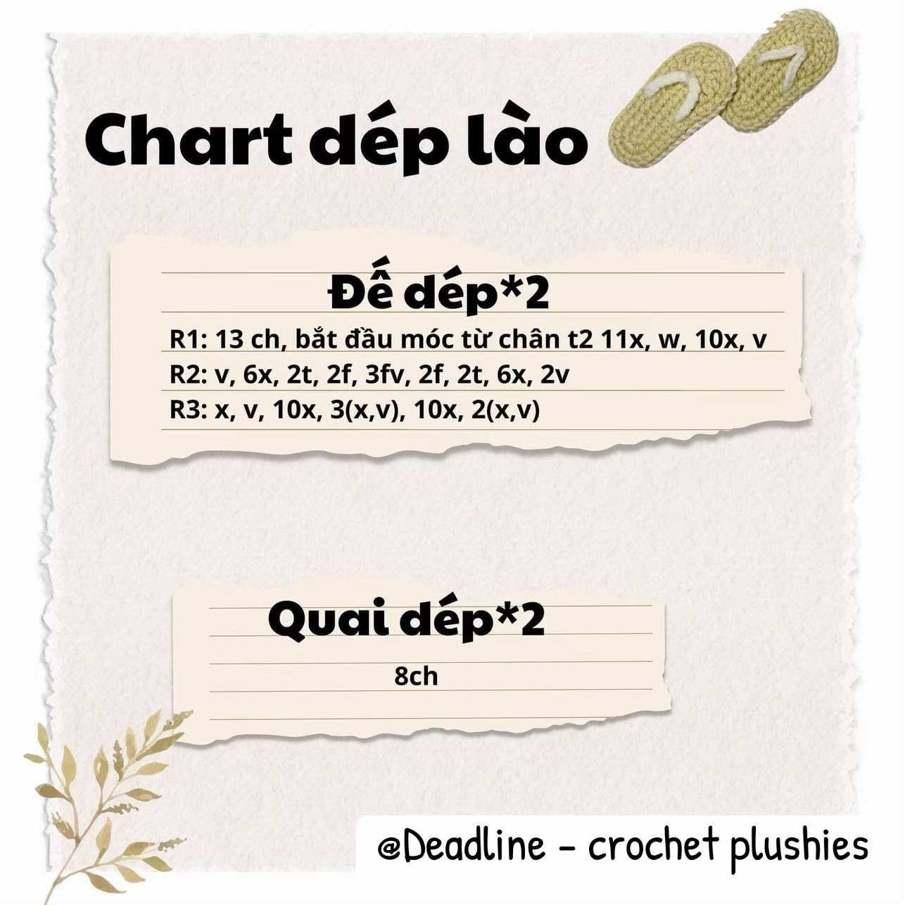 Hướng dẫn móc len đôi dép mini dễ thương cho búp bê.