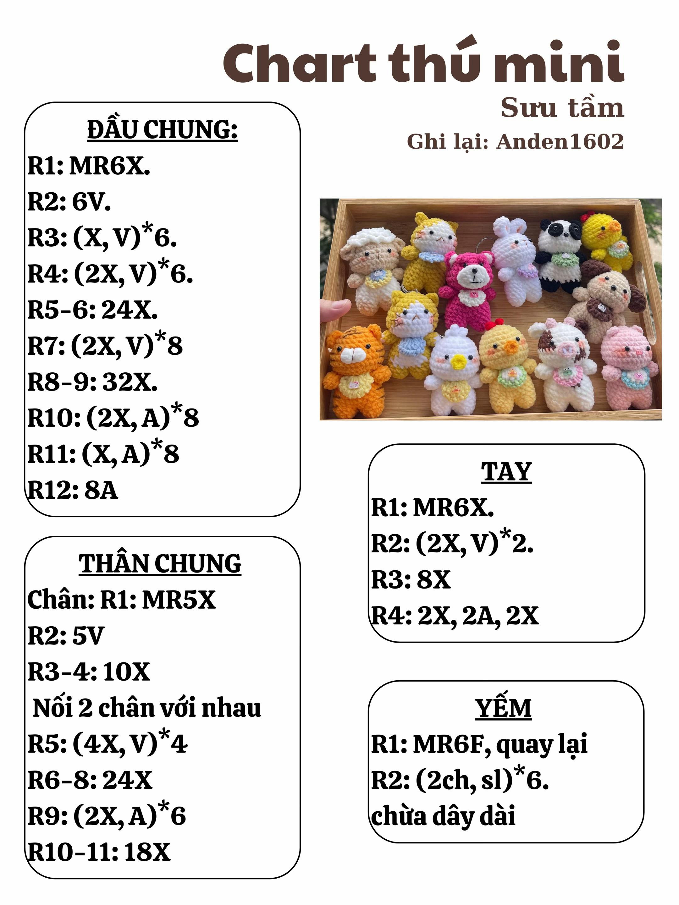 Hướng dẫn móc len thú mini dễ thương cho người mới bắt đầu