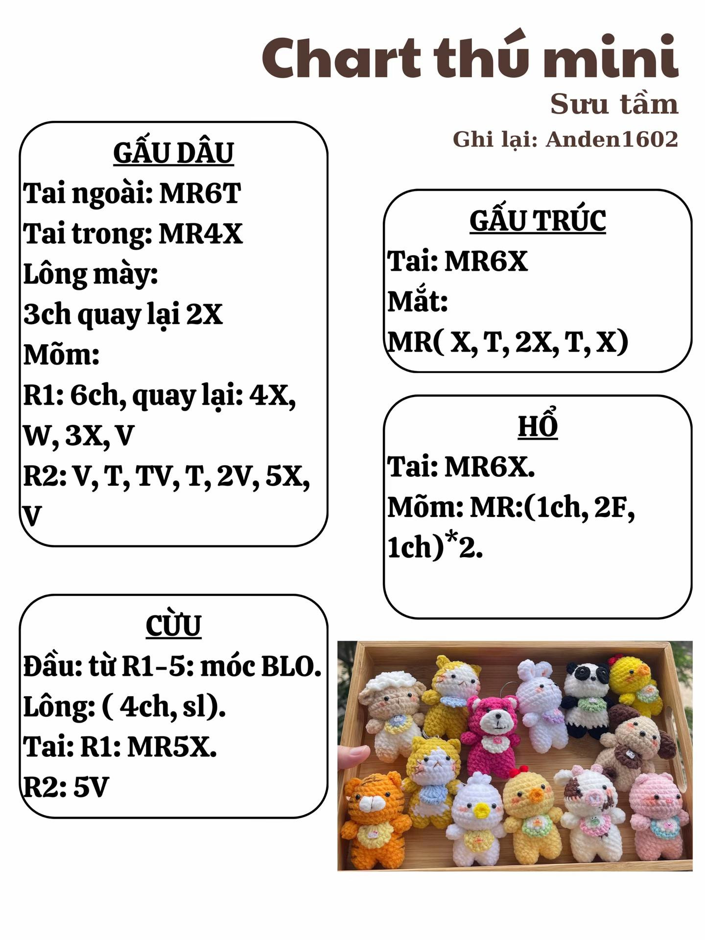 Hướng dẫn móc len thú mini dễ thương cho người mới bắt đầu