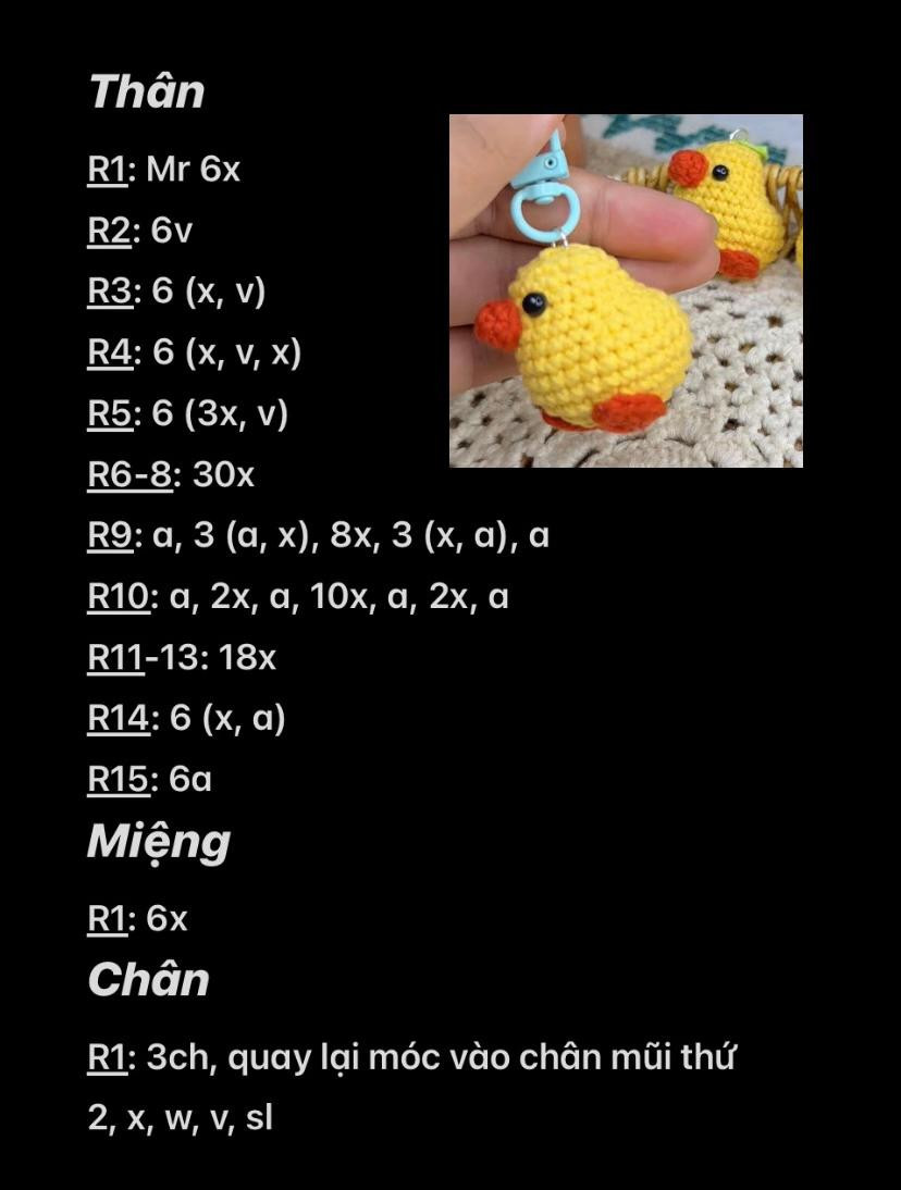 Hướng dẫn móc len vịt vàng dễ thương cho móc khóa