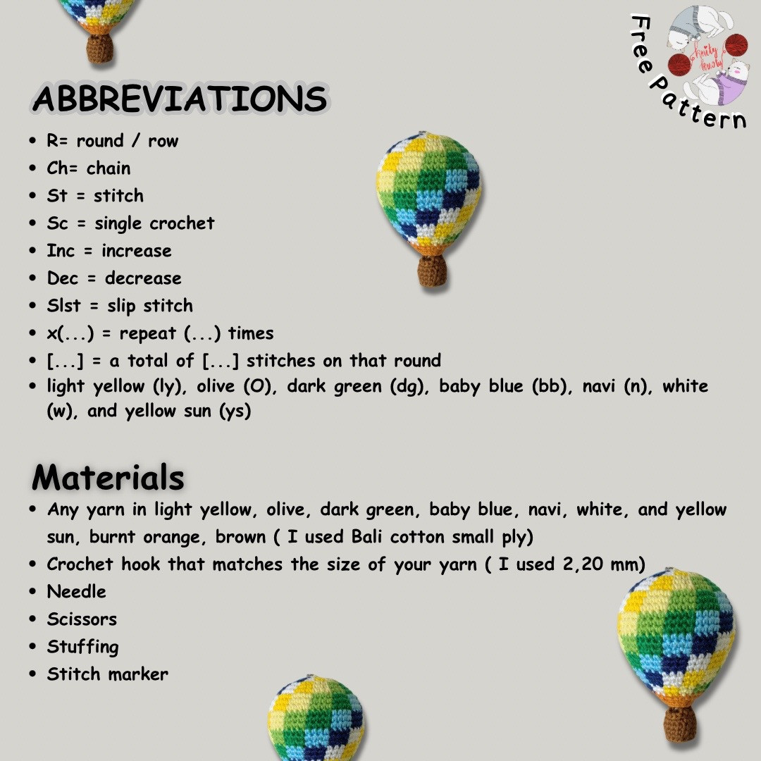 HYYH Hot Air Balloon Amigurumi Pattern