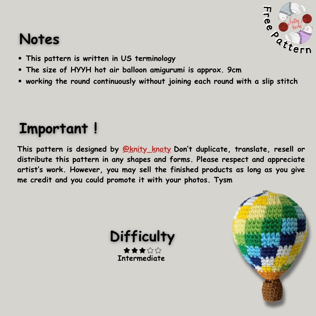 HYYH Hot Air Balloon Amigurumi Pattern