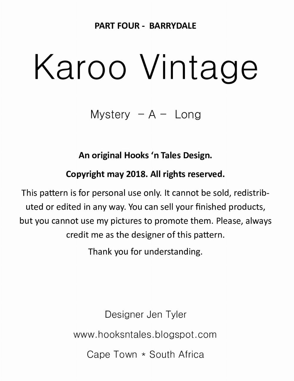 Karoo Vintage Mystery Crochet Along Part Four: Barrydale