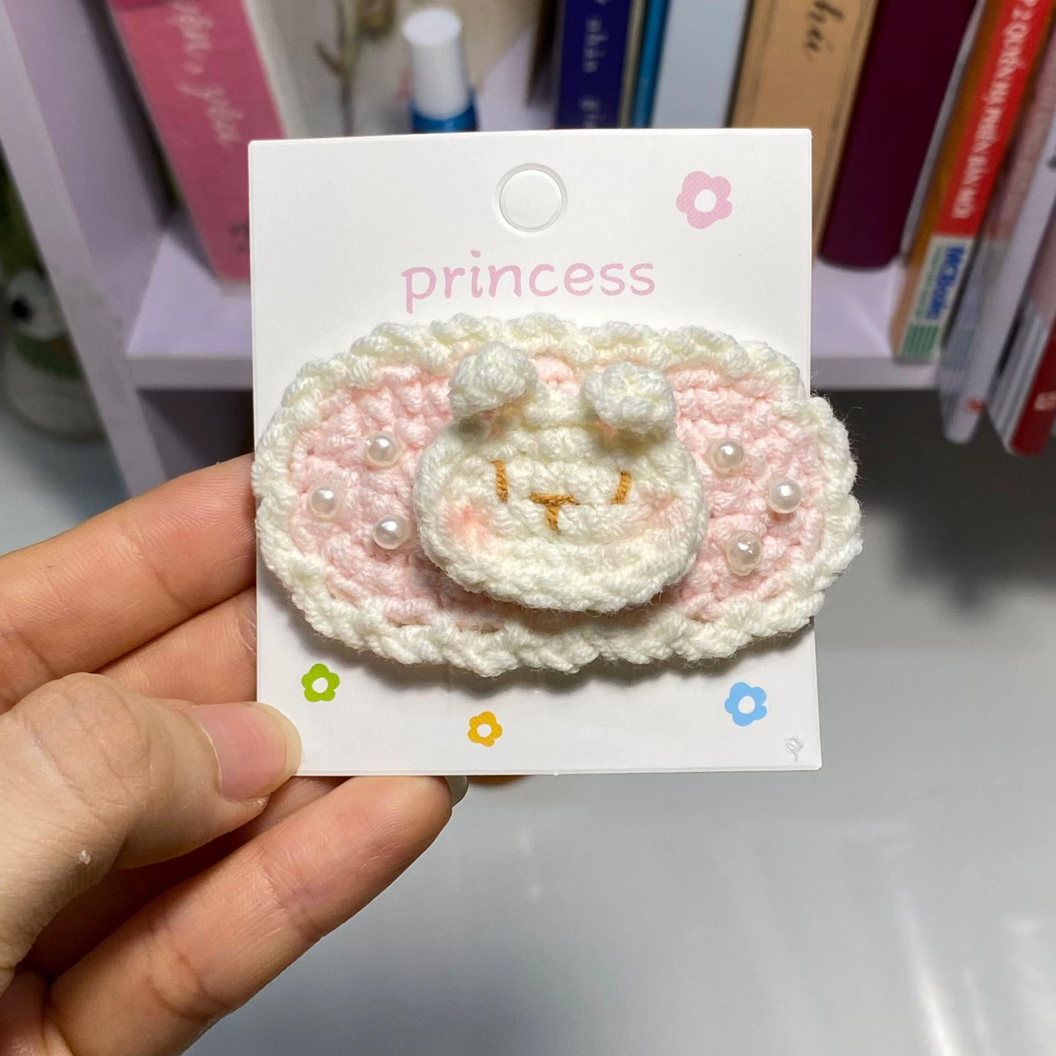 Kẹp tóc móc len hình cừu dễ thương cho bé gái