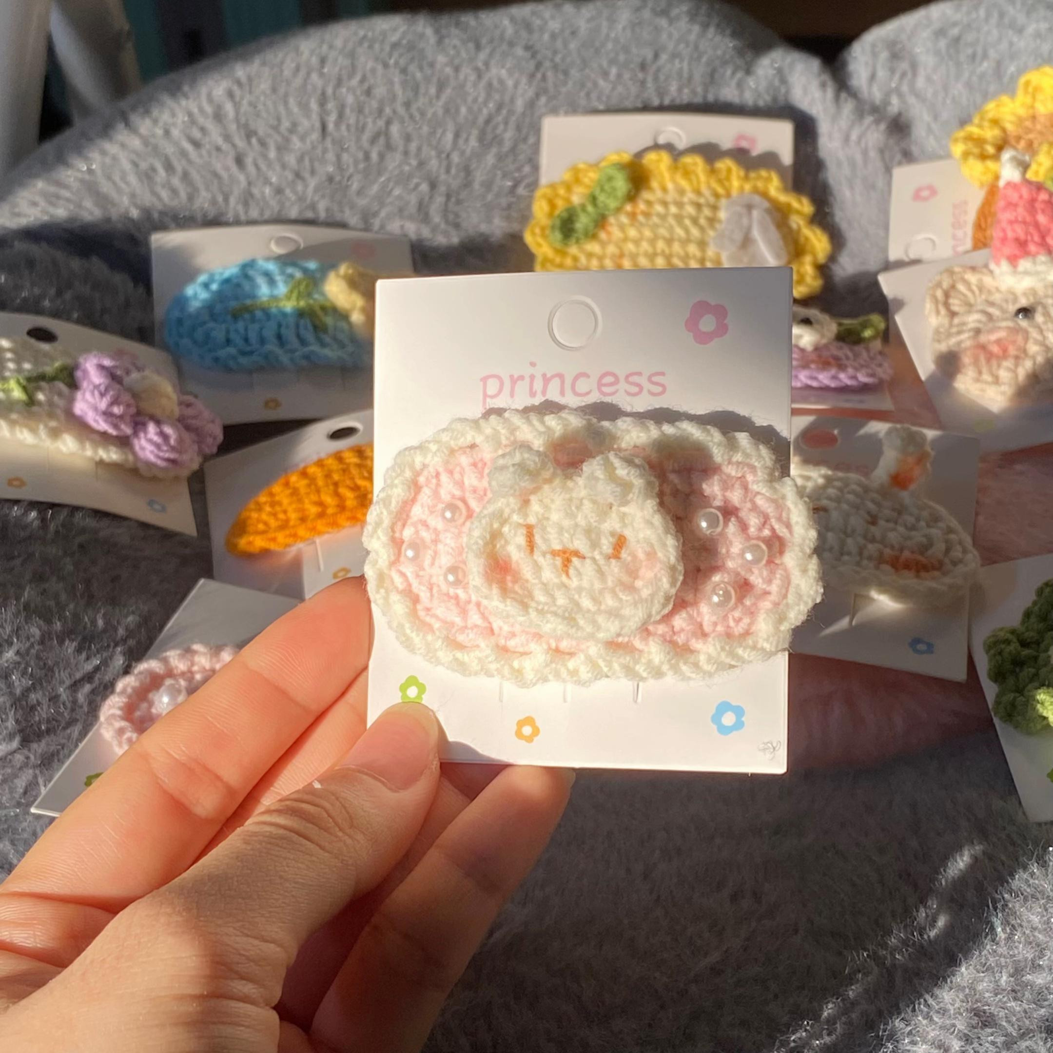 Kẹp tóc móc len hình cừu dễ thương cho bé gái