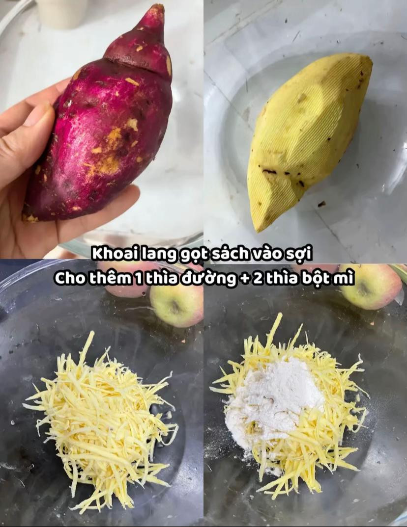 Khoai Lang Cuộn Phô Mai Kéo Sợi Vàng Giòn