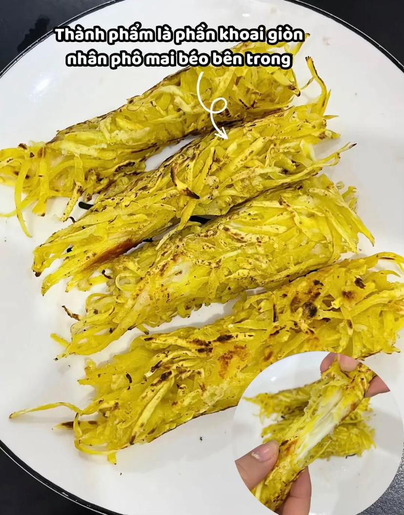 Khoai Lang Cuộn Phô Mai Kéo Sợi Vàng Giòn