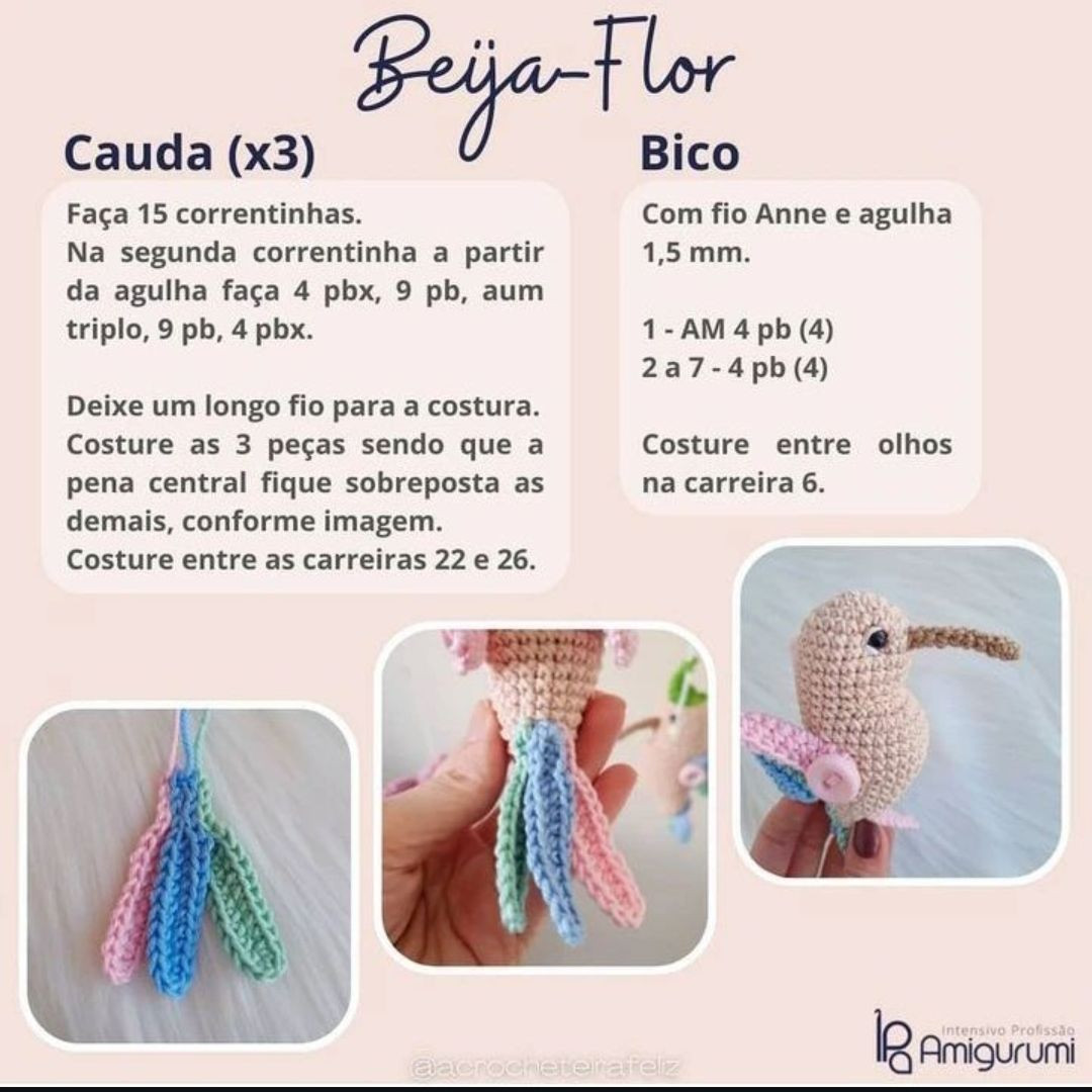 Lindo Amigurumi de Pássaros para Decoração Infantil