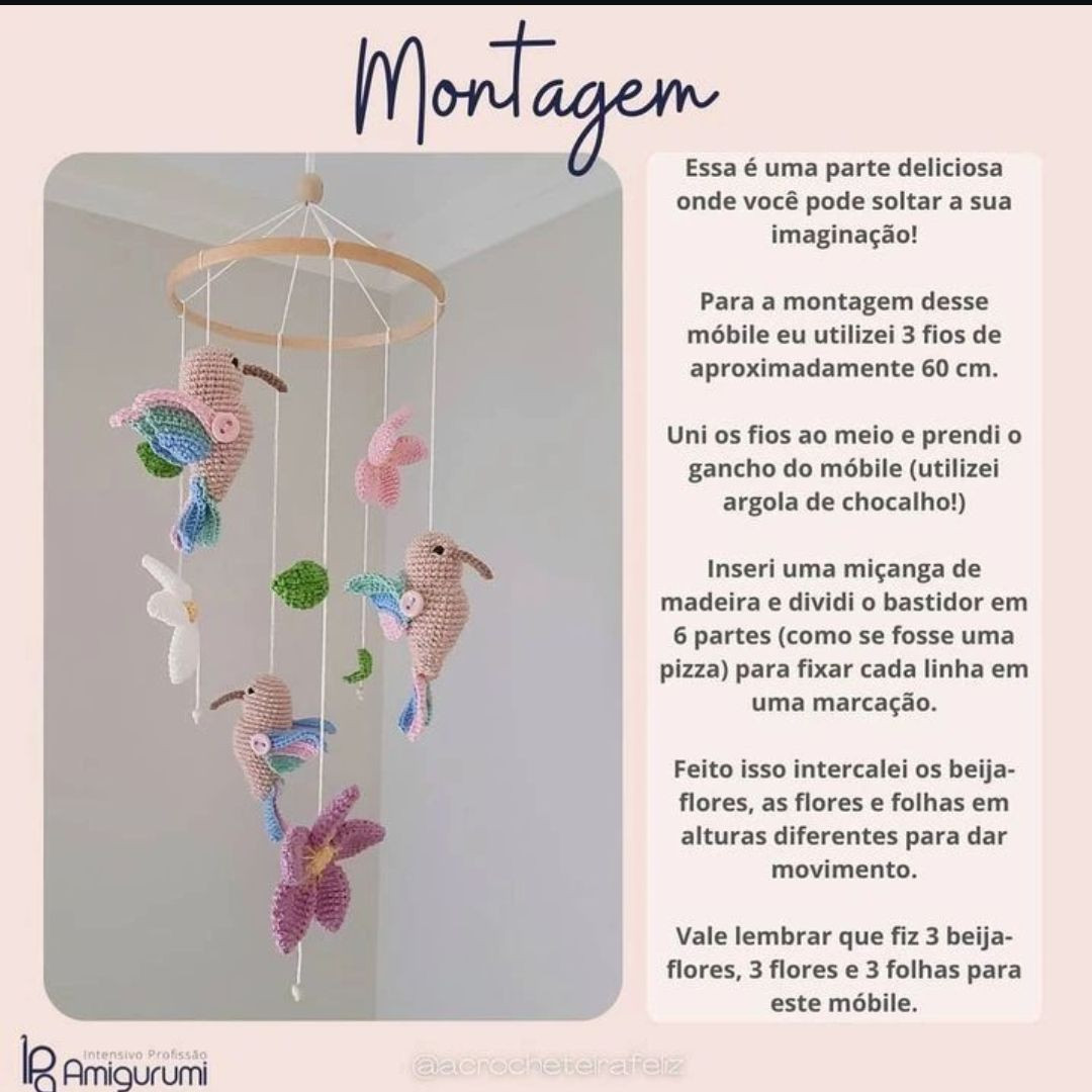 Lindo Amigurumi de Pássaros para Decoração Infantil