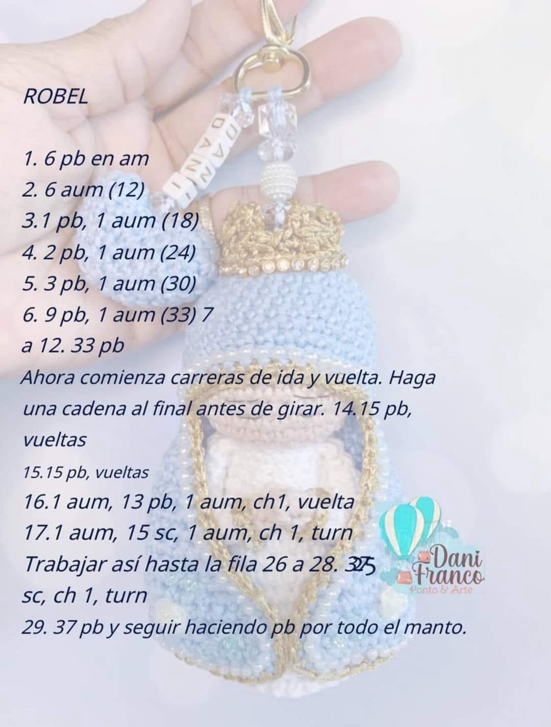 Llavero de crochet de Virgencita hecho a mano por Dani Franco