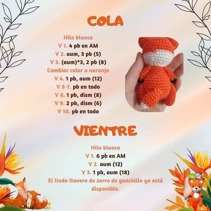 Llavero zorro de amigurumi tejido a mano en crochet