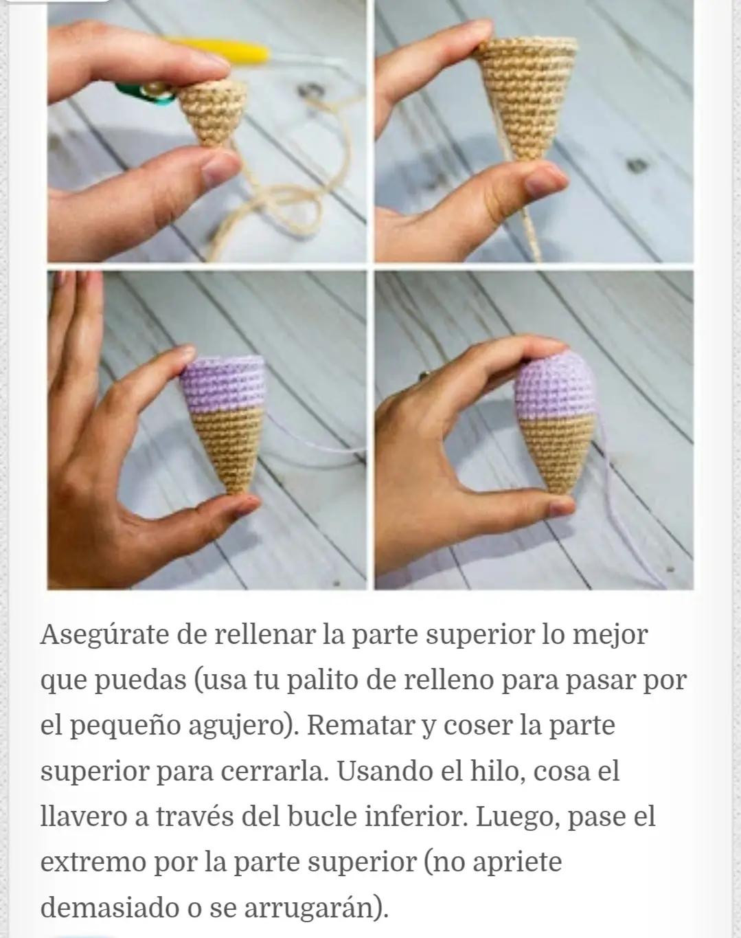 Llaveros de helado de ganchillo en colores vibrantes