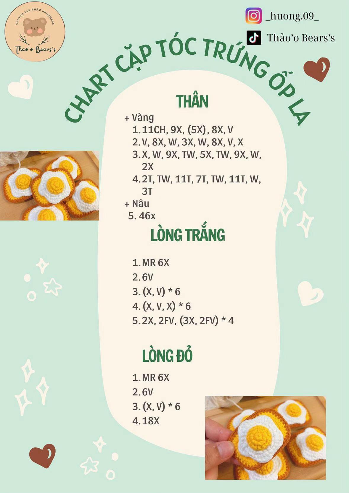 Mẫu móc len bánh mì trứng cho người yêu thích sáng tạo