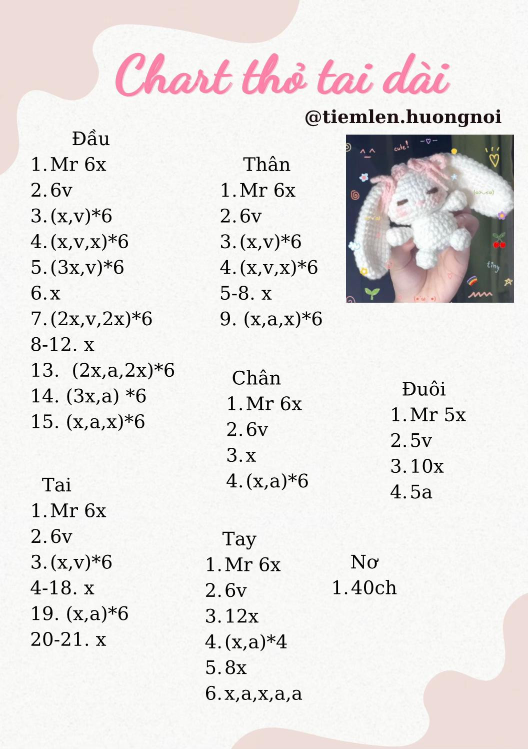 Mẫu móc len thỏ dễ thương cho người mới bắt đầu