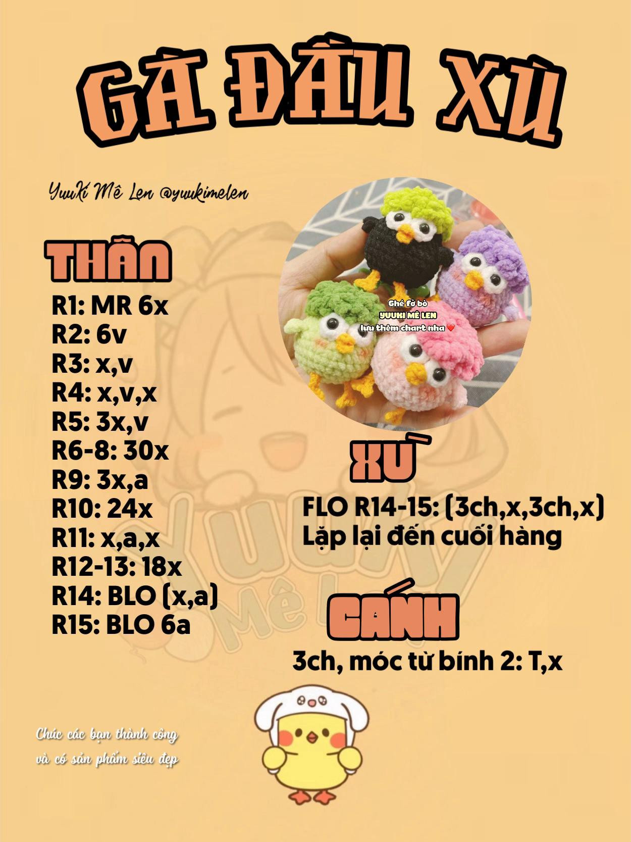 Móc khóa len hình chú chim xanh dễ thương với mắt to tròn