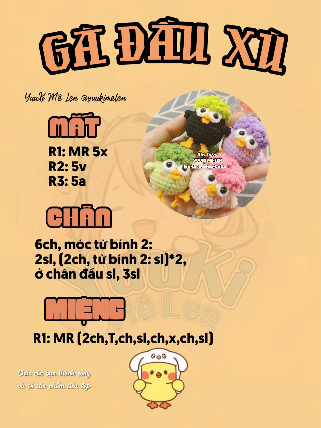 Móc khóa len hình chú chim xanh dễ thương với mắt to tròn