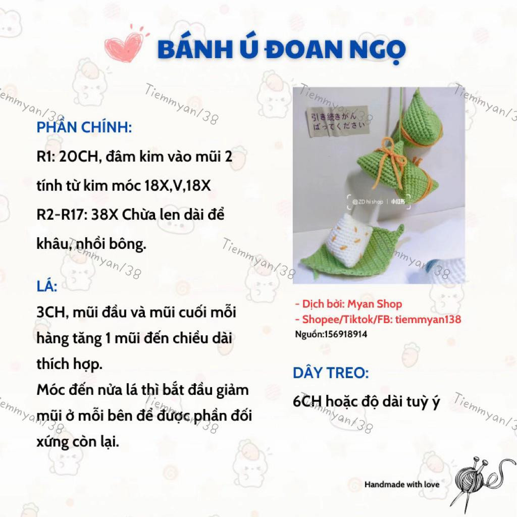 Móc len bánh ú Đoan Ngọ dễ thương và sáng tạo