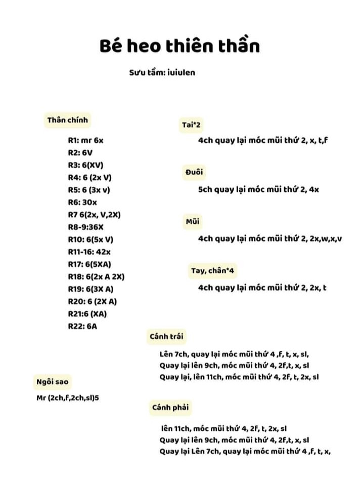 Móc len bé heo thiên thần đáng yêu với đôi cánh trắng