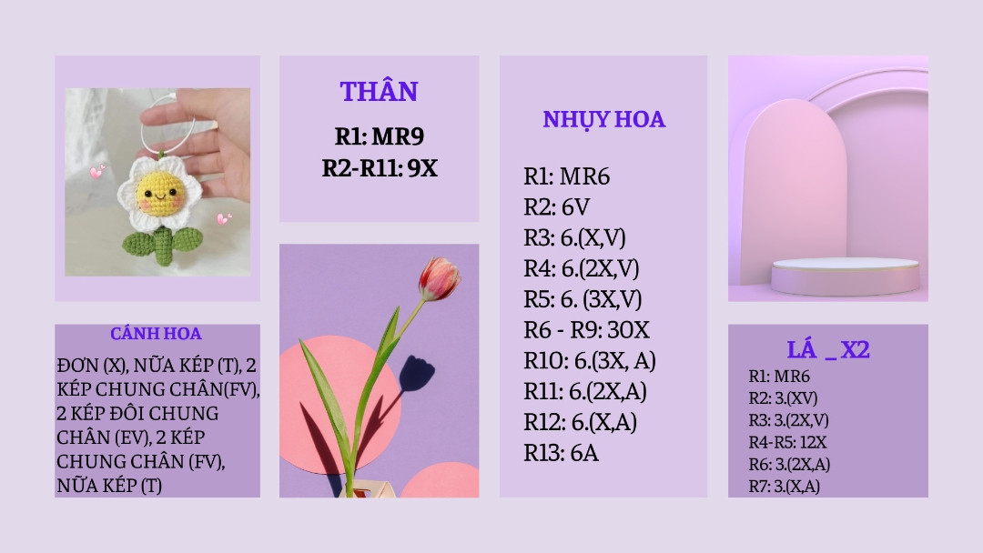 Móc len bông hoa mặt cười dễ thương làm móc khóa handmade