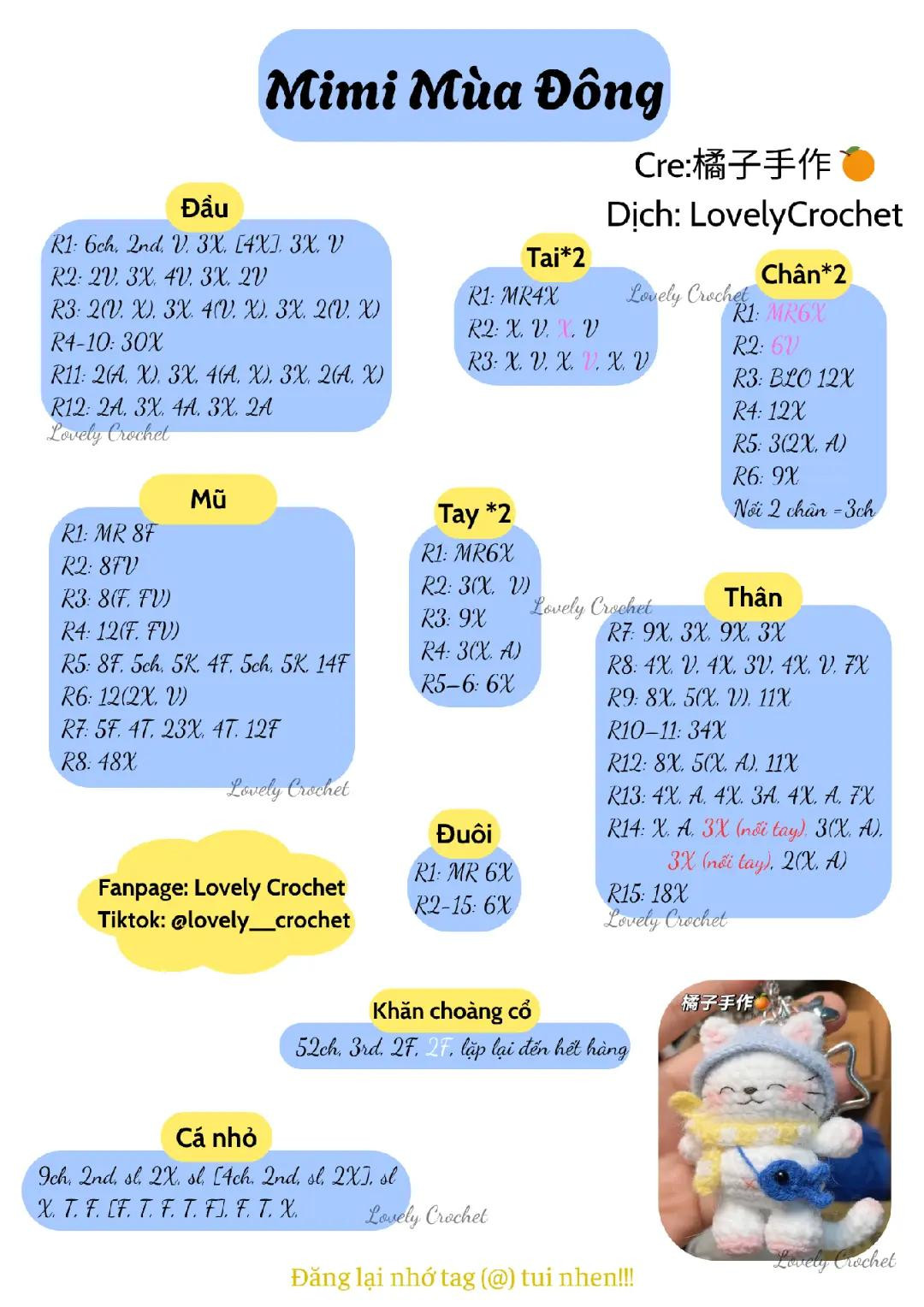 Móc len mèo dễ thương cho mùa đông ấm áp và vui tươi