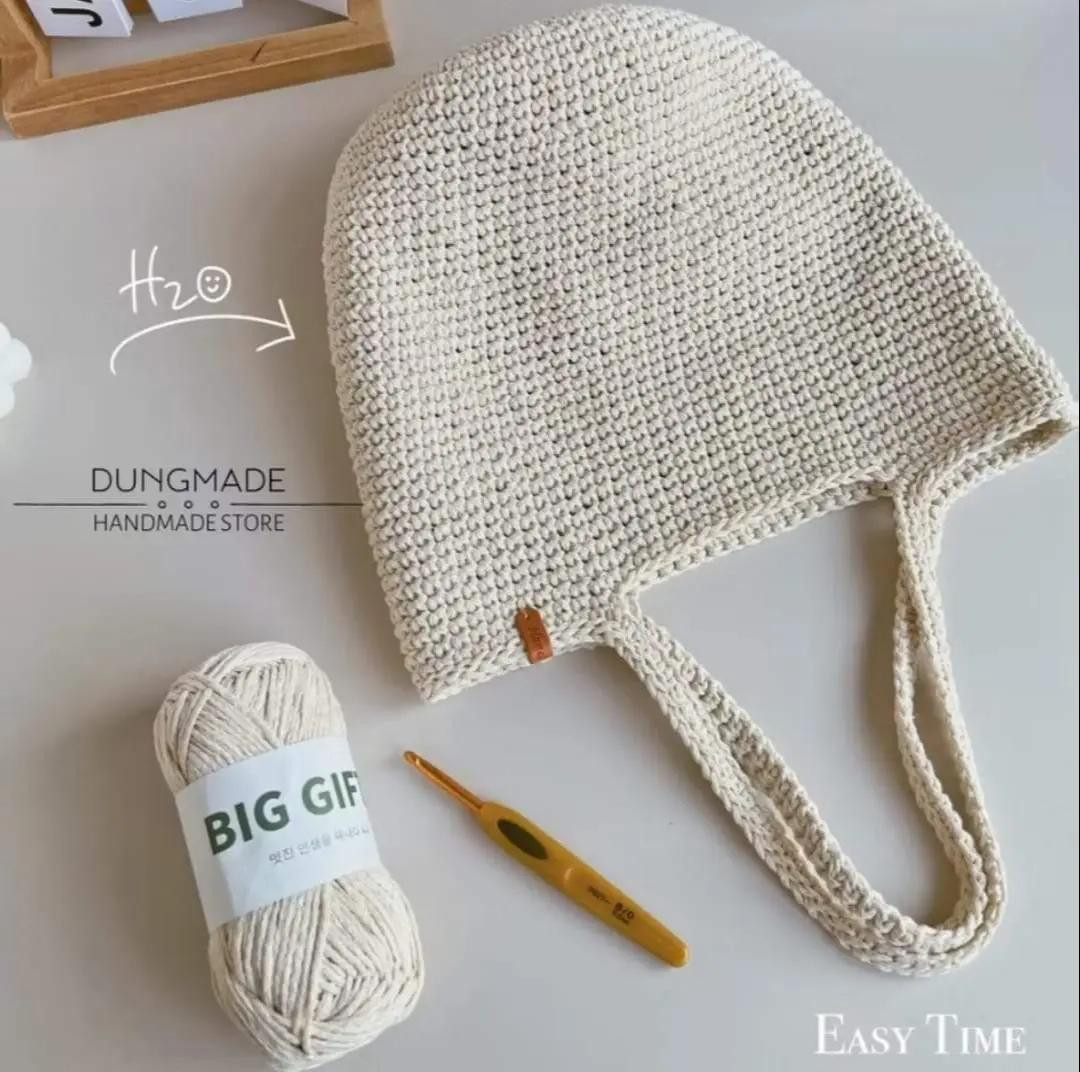 Mũ hồng và thú nhồi bông, chart móc len dễ thương