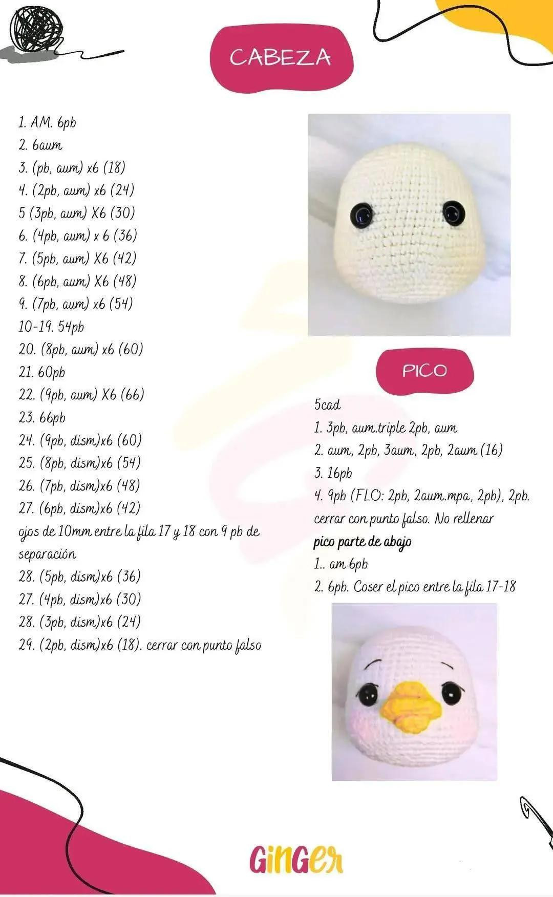 Patito con overol amarillo y bolso rosa: patrón de amigurumi