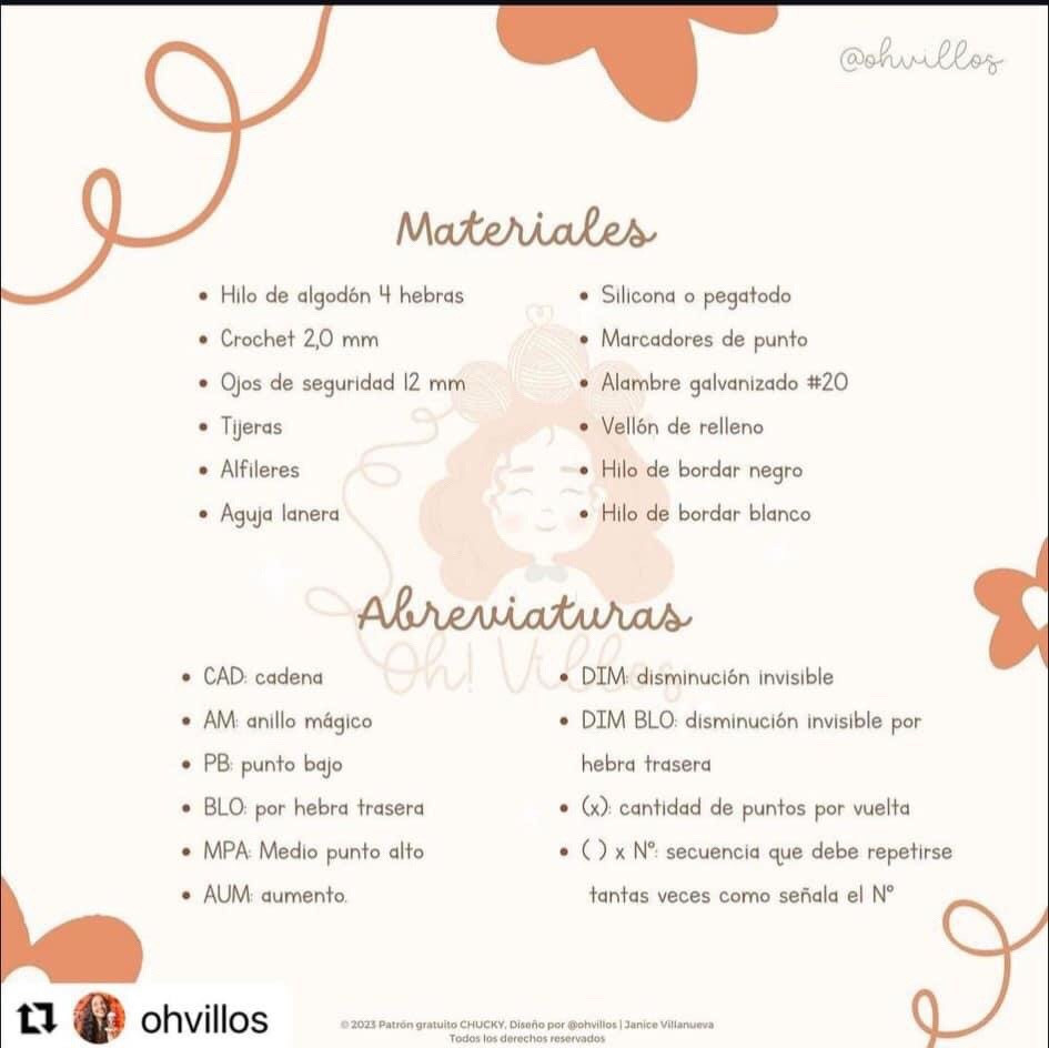 Patrón amigurumi de Chucky gratis para tejer en casa