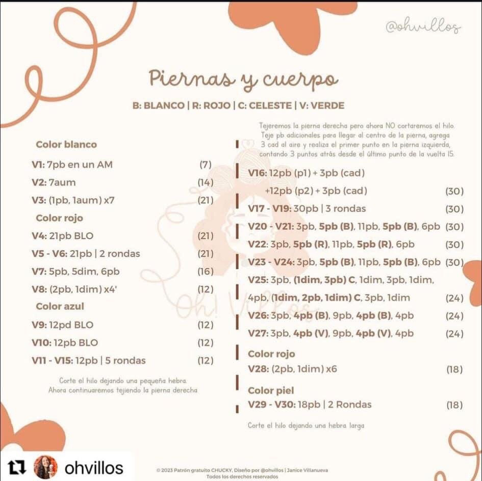 Patrón amigurumi de Chucky gratis para tejer en casa