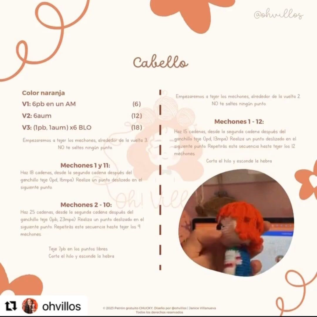 Patrón amigurumi de Chucky gratis para tejer en casa