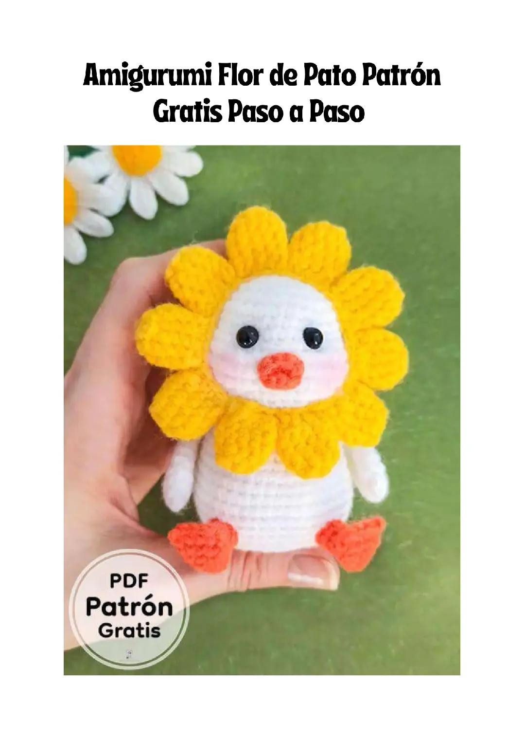 Patrón Amigurumi de Pato Flor Gratis y Fácil