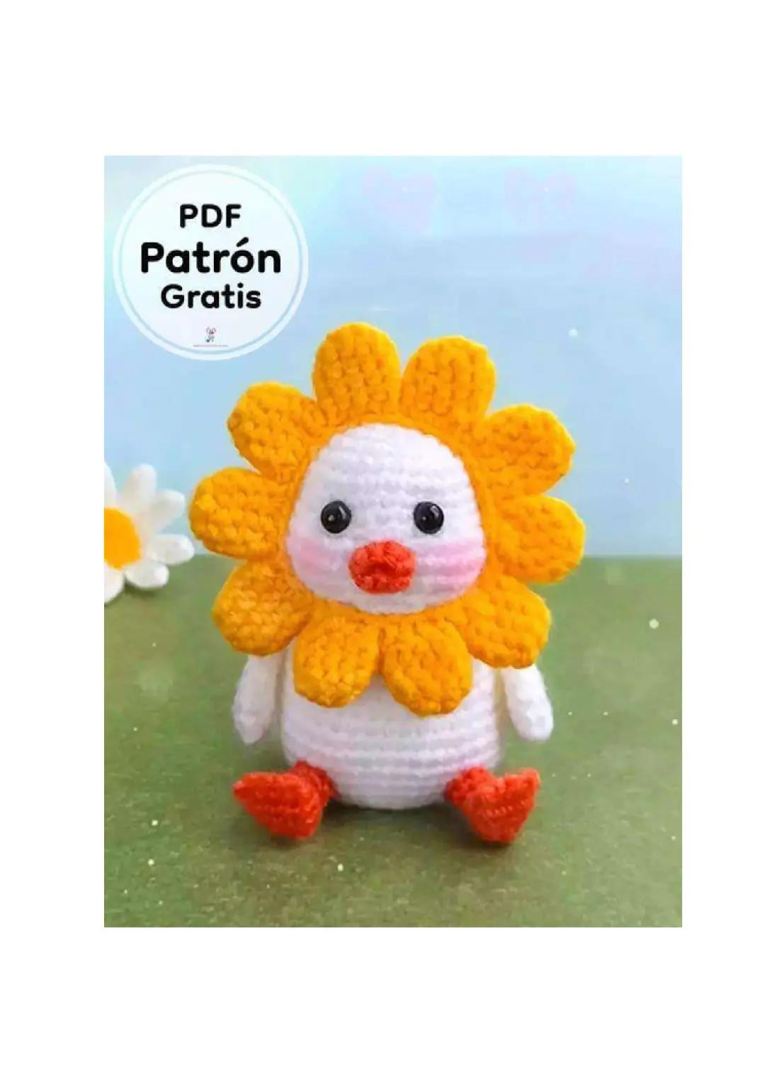 Patrón Amigurumi de Pato Flor Gratis y Fácil