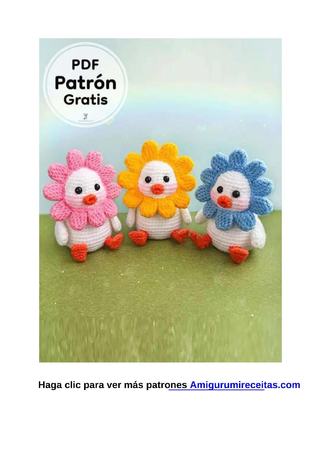 Patrón Amigurumi de Pato Flor Gratis y Fácil