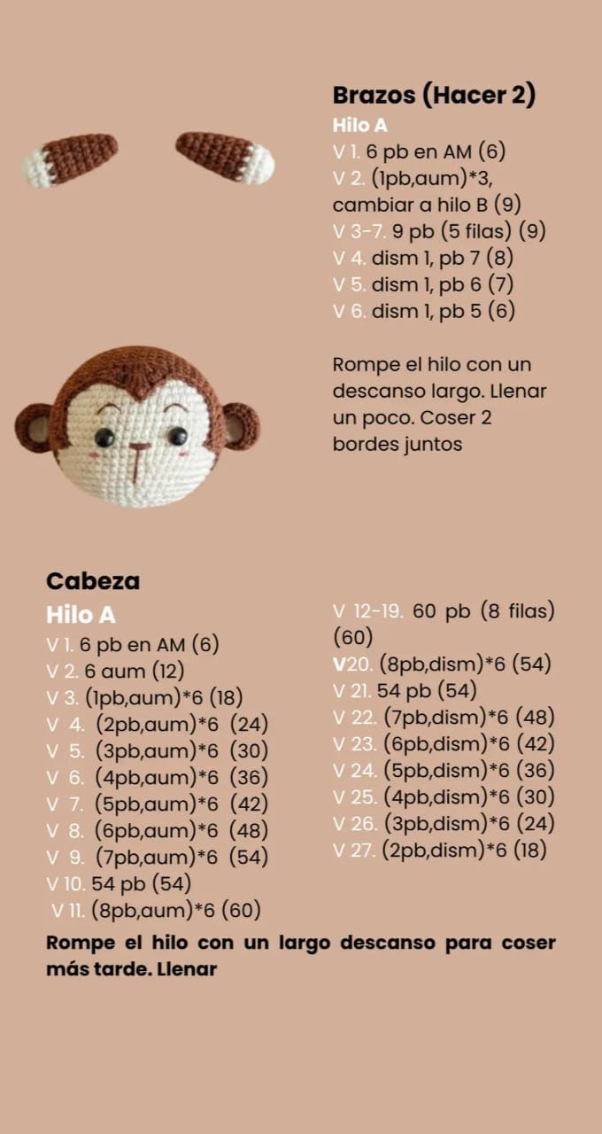 Patrón Amigurumi Mono de Ganchillo Fácil y Rápido