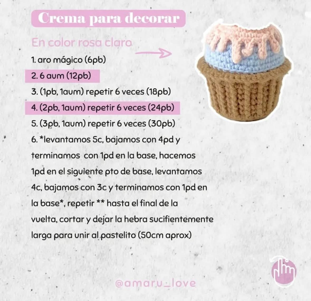 Patrón de amigurumi de cupcake gratis por amarulove