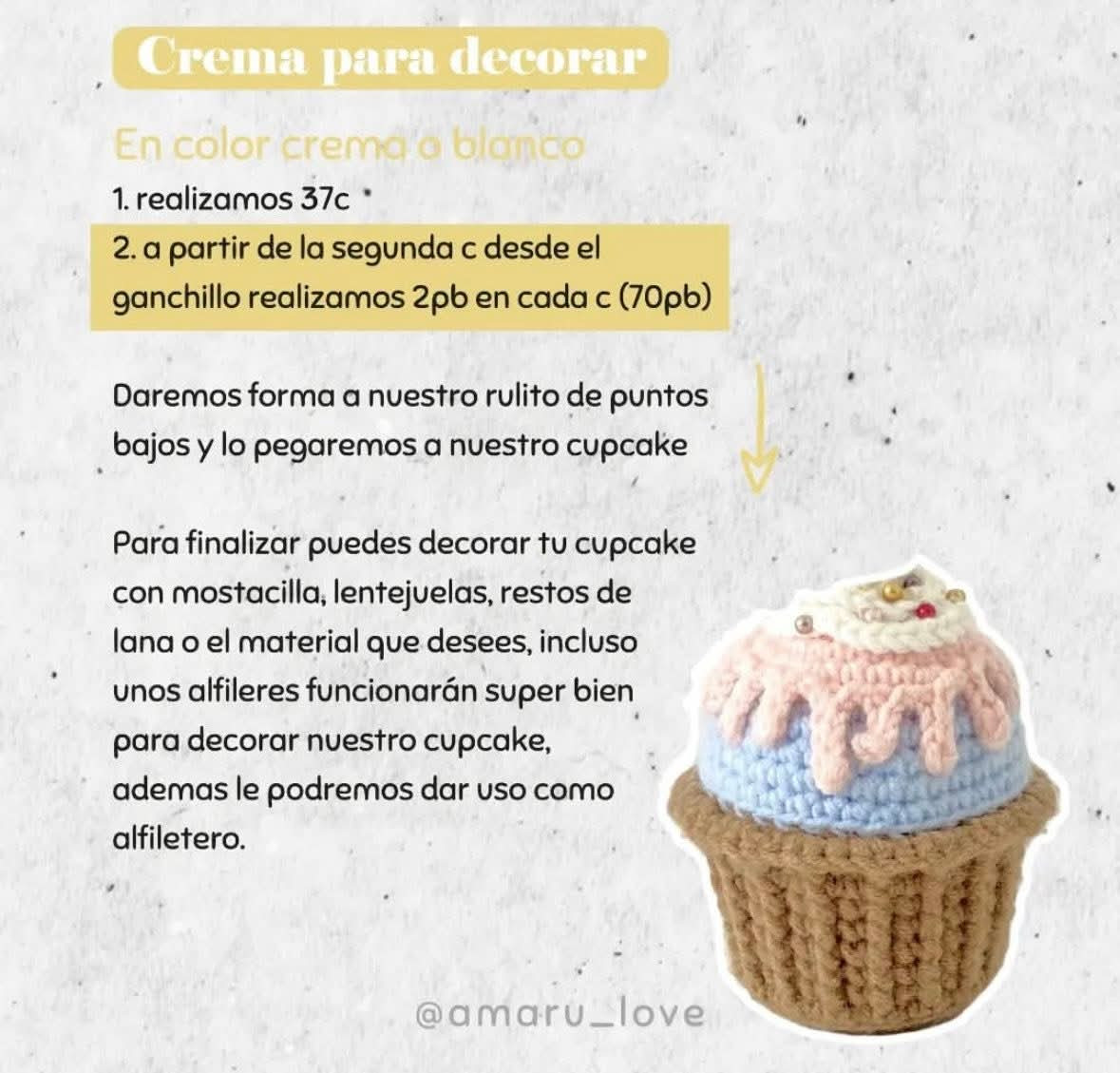 Patrón de amigurumi de cupcake gratis por amarulove