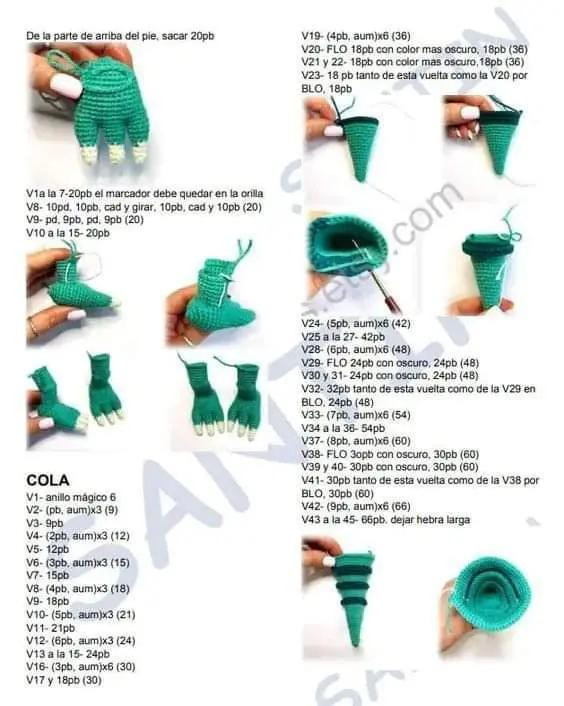 Patrón de Amigurumi de Dinosaurio con Sombrero de Punto