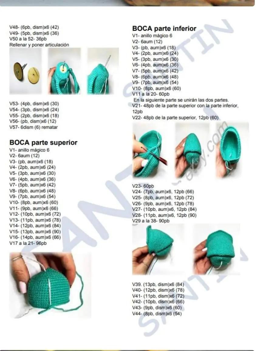 Patrón de Amigurumi de Dinosaurio con Sombrero de Punto