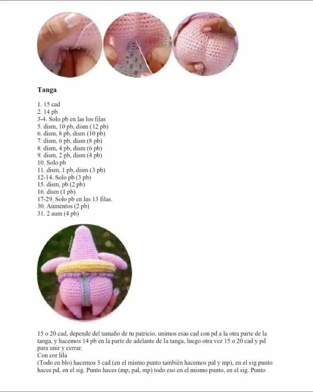 Patrón de amigurumi de estrella de mar con flotador de pato