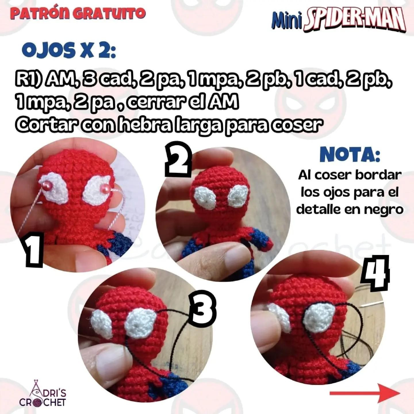 Patrón de Amigurumi de Mini Spider-Man Gratis para Tejedores