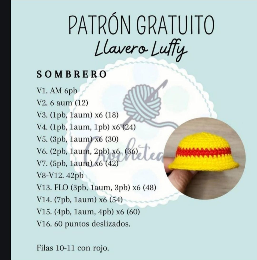 Patrón de amigurumi de muñeco con sombrero de paja gratuito