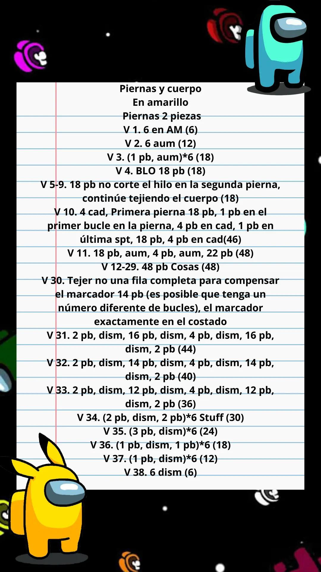 Patrón de Amigurumi de Pikachu Entre Nosotros Gratis